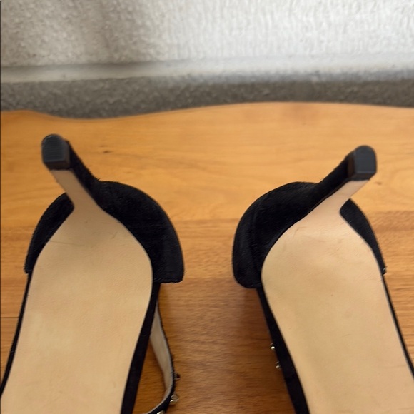 Marc Fisher Black Suede Stiletto Gold Studded Strappy Women's 11M Strappy Ankle - Picture 9 of 11